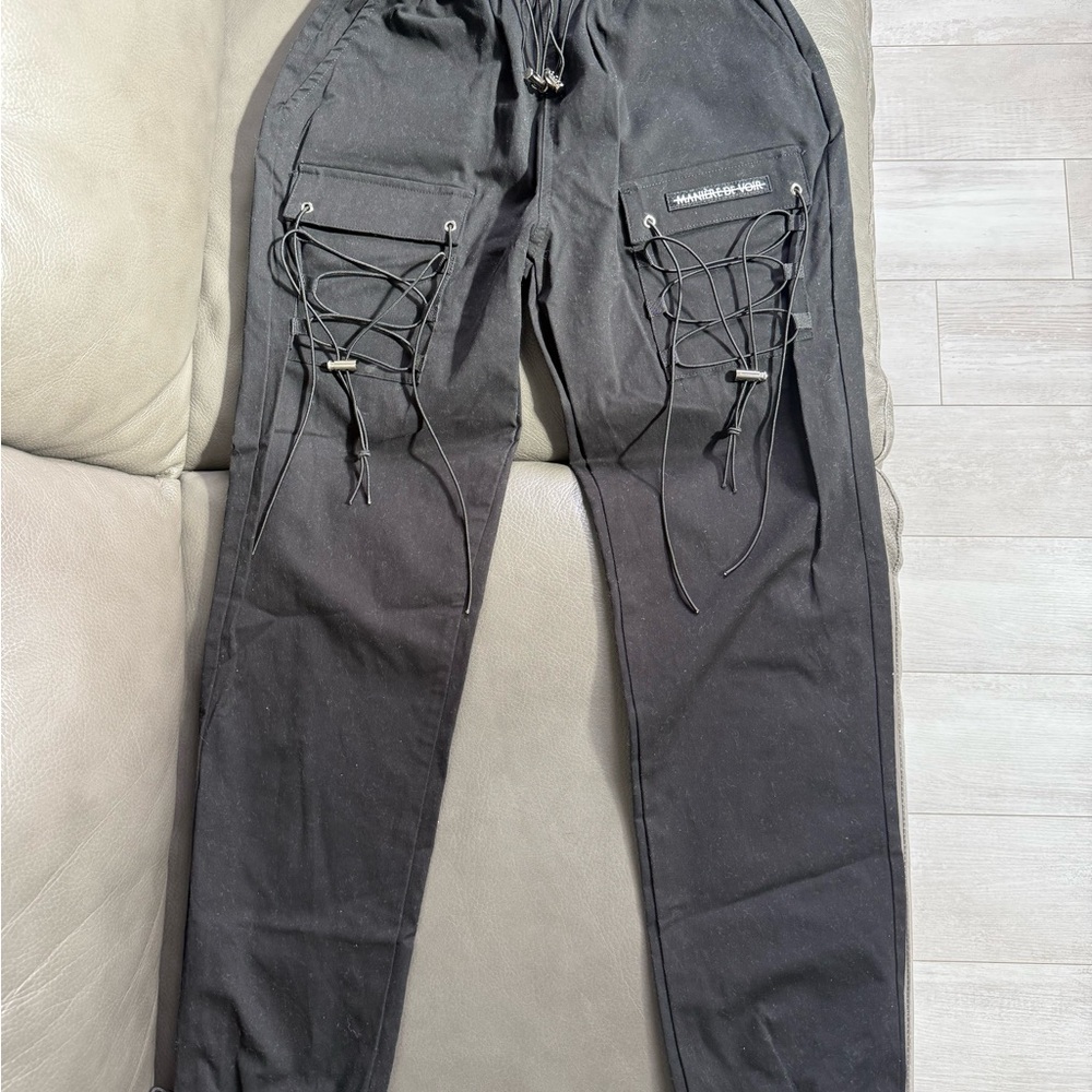 Manière De Voir Black Drawstring Waist Trousers